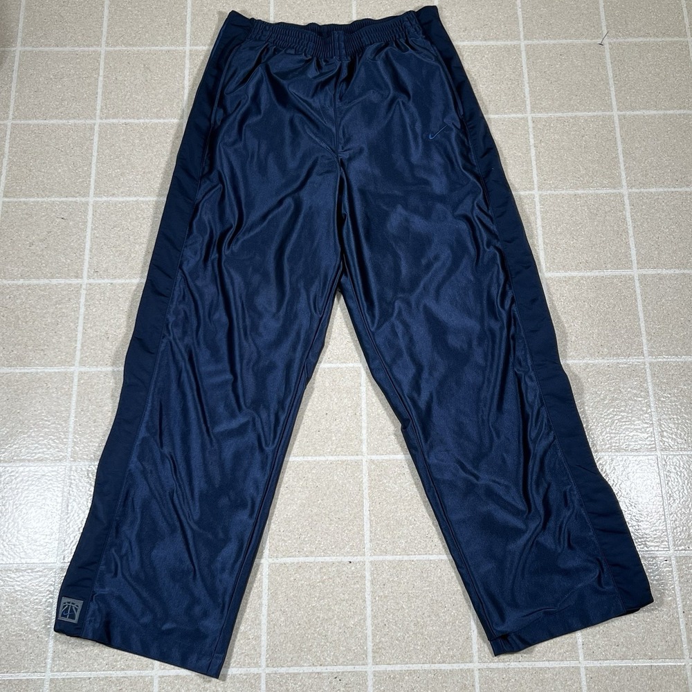 Vintage Nike Pants Mens Large Blue Track Swoosh Break Tear Away Snap Warm Up Y2K